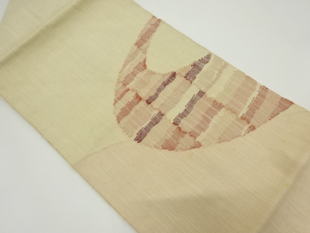 アンティーク　手織り紬抽象模様織り出し名古屋帯